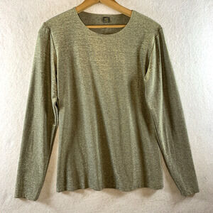Only Hearts NYC Helena Stewart Womens Top‎ Gold Metallic Layer Stretch Glam Read